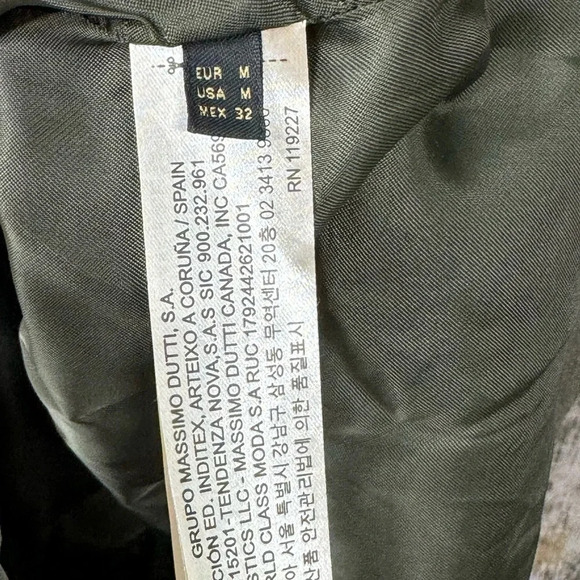 Massimo Dutti Green Wool V Neck Short Sleeve Dress - Picture 6 of 7